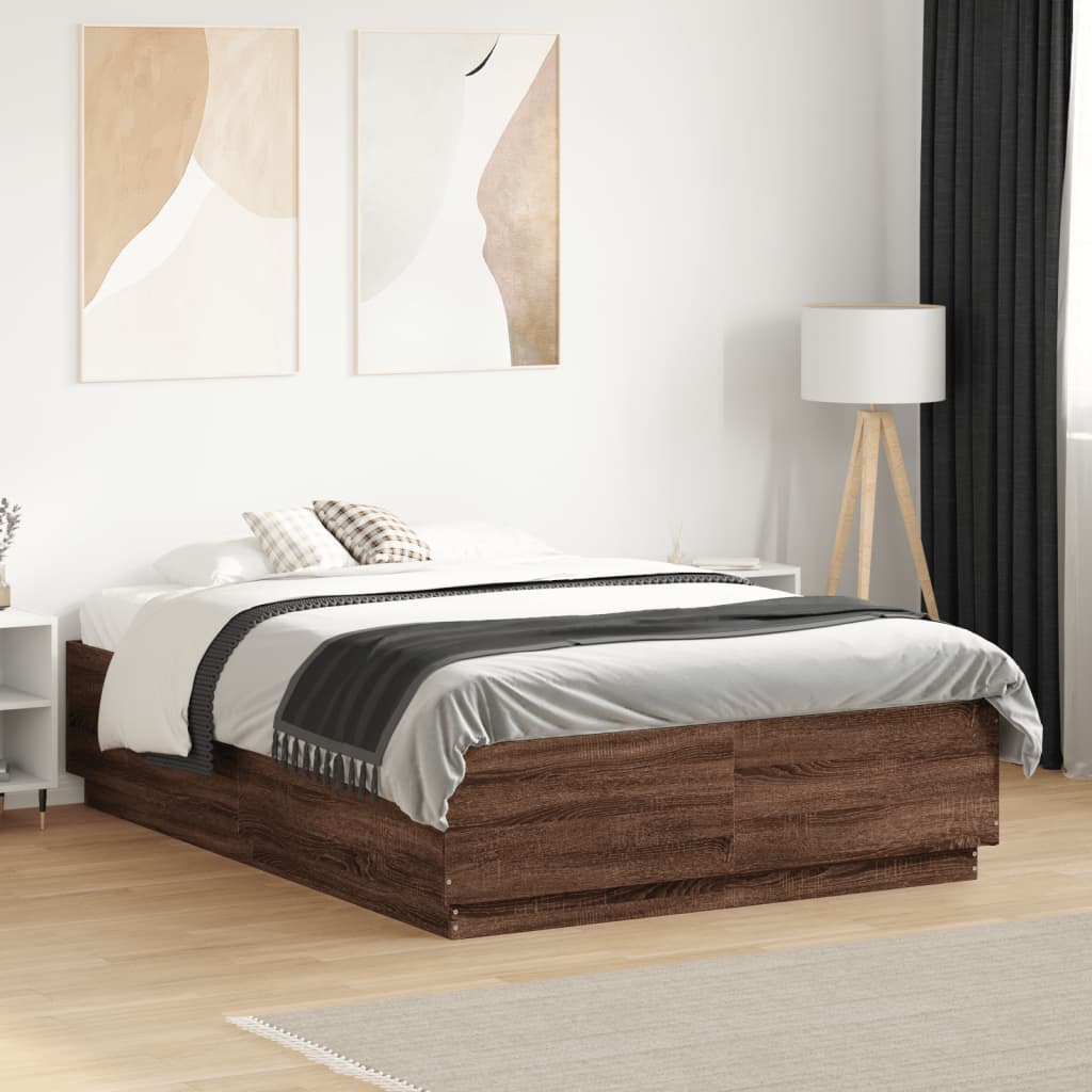 Cadre de lit sans matelas chêne marron 140x190 cm - XIOS