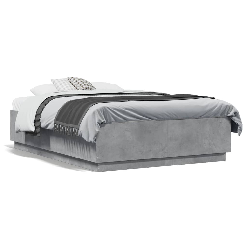 Cadre de lit sans matelas gris béton 135x190 cm - XIOS