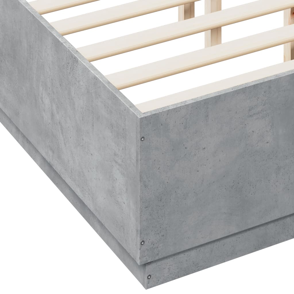 Cadre de lit sans matelas gris béton 135x190 cm - XIOS