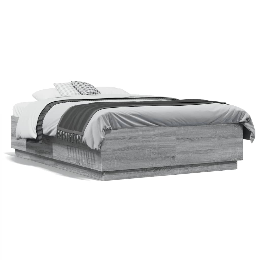 Cadre de lit sans matelas sonoma gris 135x190 cm - XIOS