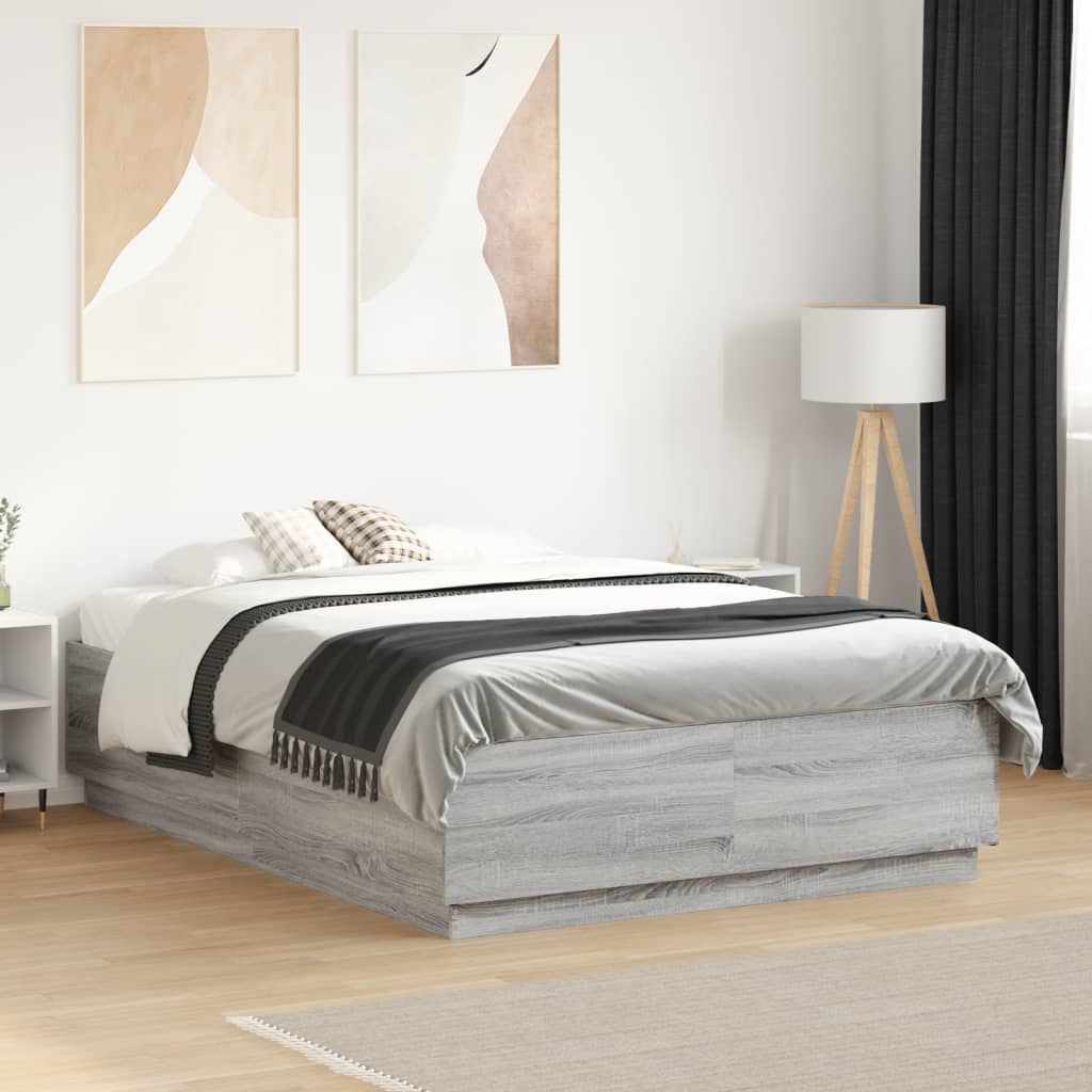 Cadre de lit sans matelas sonoma gris 135x190 cm - XIOS