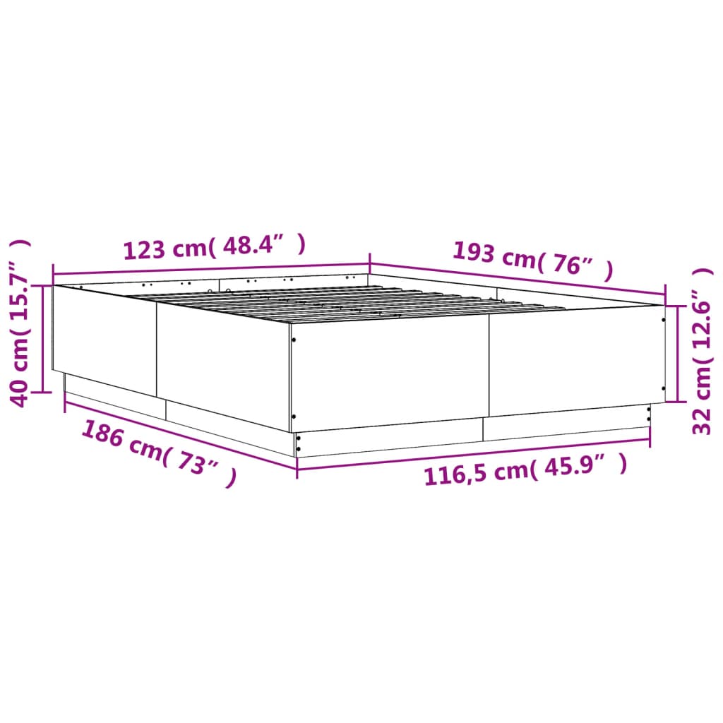 Cadre de lit sans matelas chêne sonoma 120x190 cm - XIOS