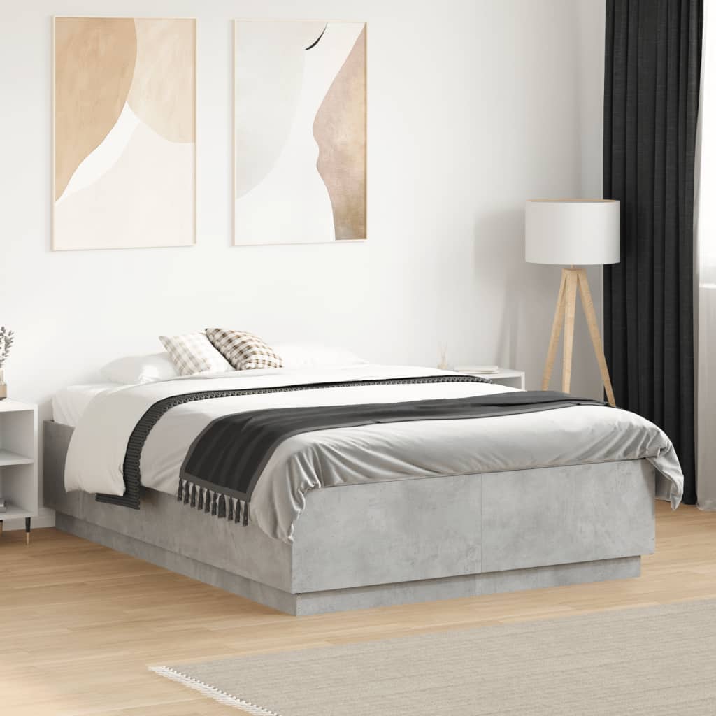 Cadre de lit sans matelas gris béton 120x190 cm - XIOS