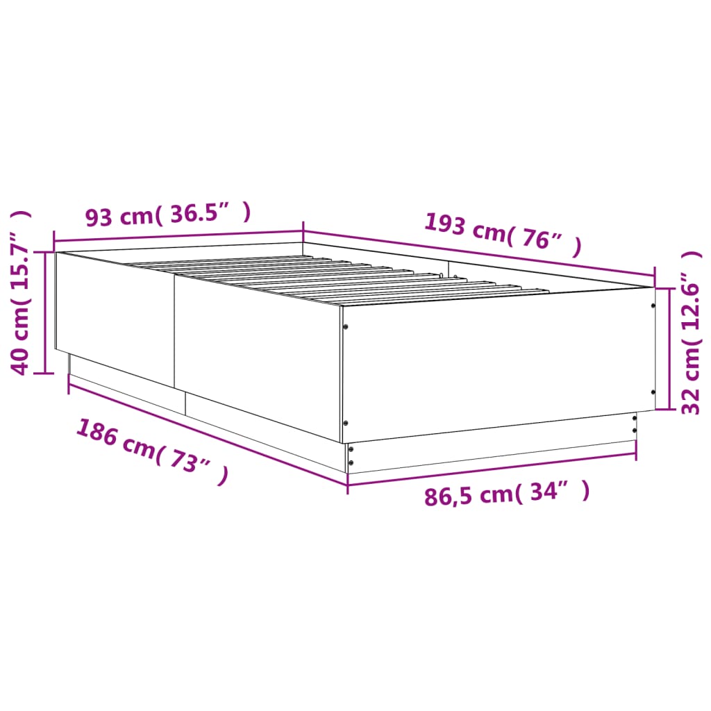 Cadre de lit sans matelas noir 90x190 cm - XIOS