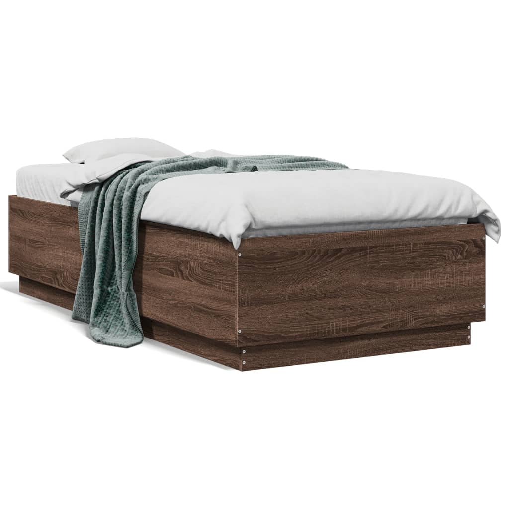 Cadre de lit sans matelas chêne marron 75x190 cm - XIOS