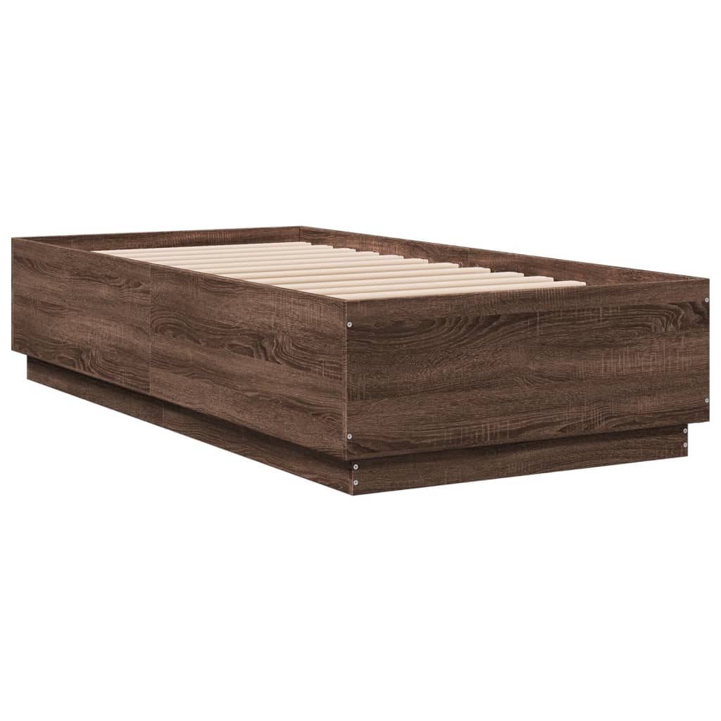 Cadre de lit sans matelas chêne marron 75x190 cm - XIOS
