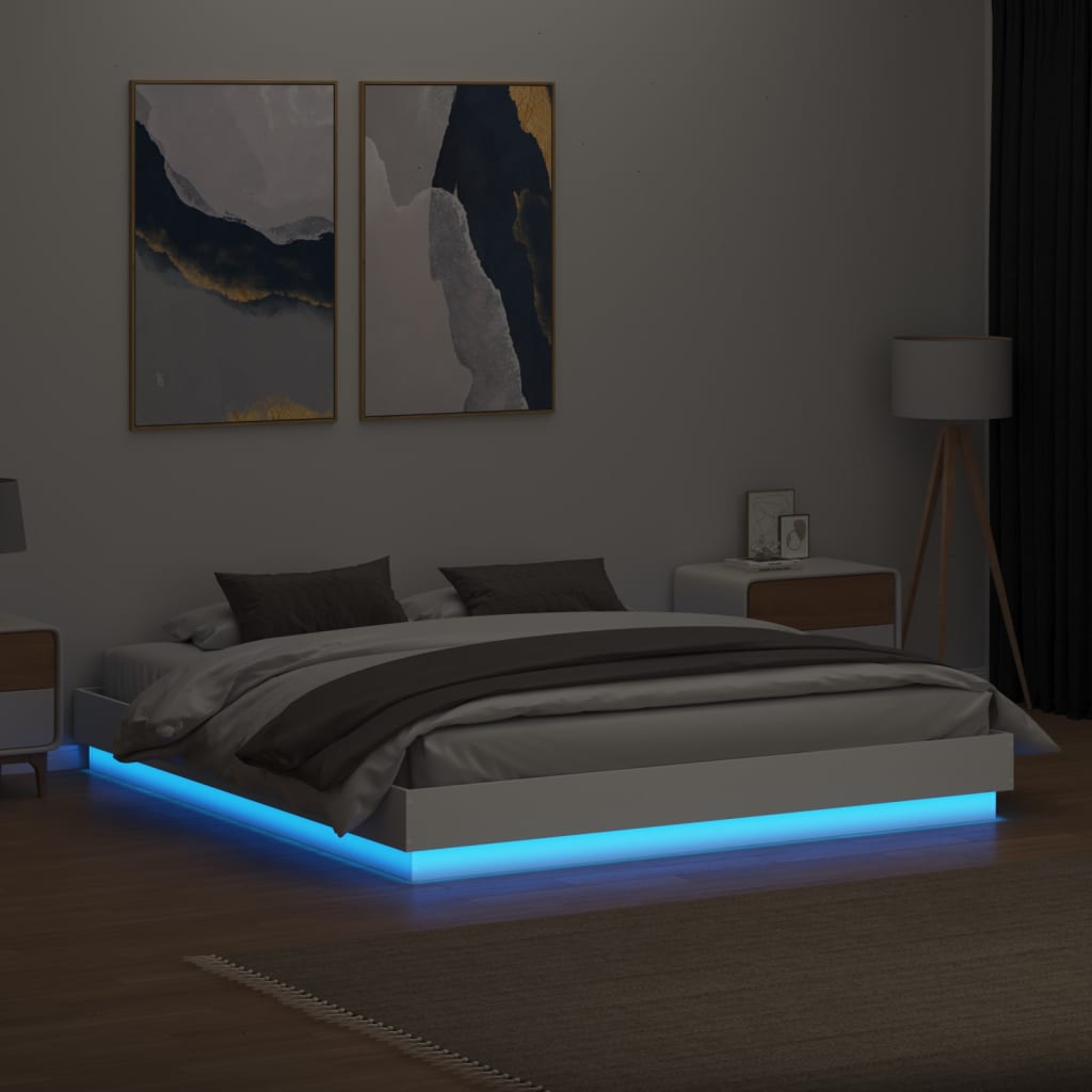 Cadre de lit avec LED sans matelas blanc 200x200 cm - XIOS