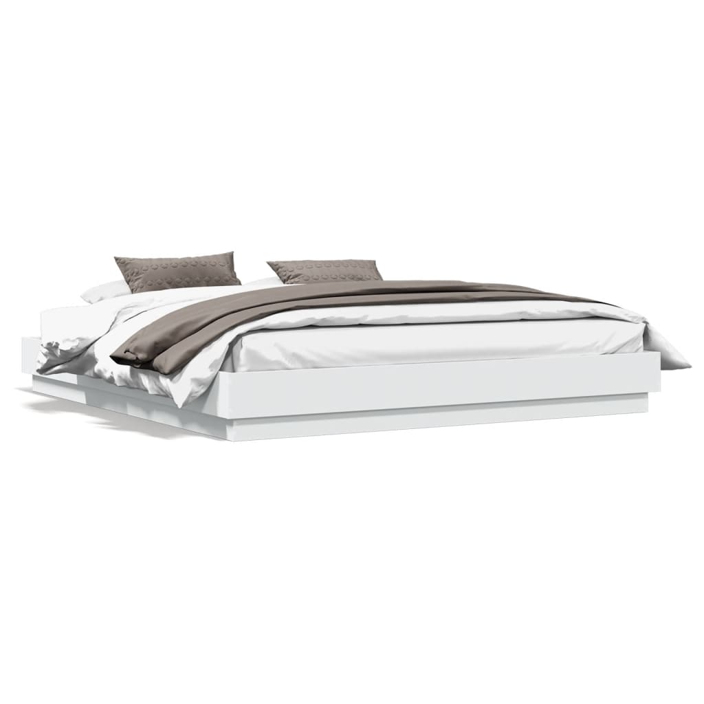 Cadre de lit avec LED sans matelas blanc 200x200 cm - XIOS