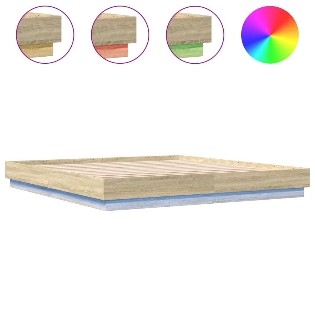 Cadre de lit avec LED sans matelas chêne sonoma 200x200 cm - XIOS