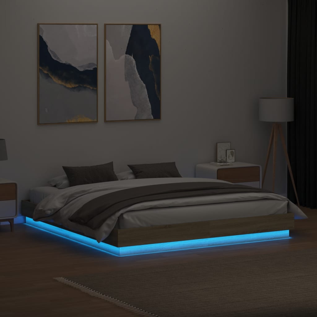 Cadre de lit avec LED sans matelas chêne sonoma 200x200 cm - XIOS