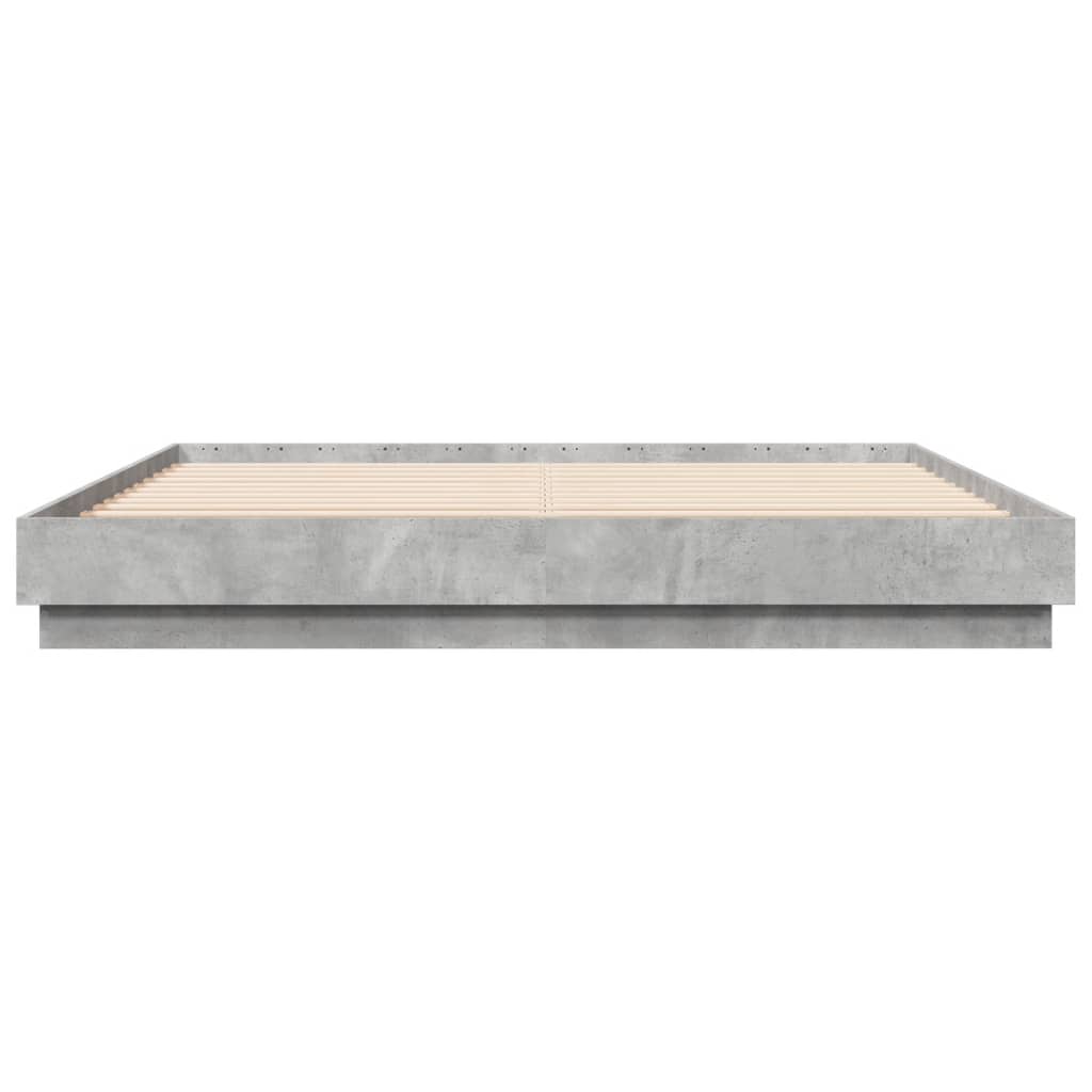 Cadre de lit avec LED sans matelas gris béton 200x200 cm - XIOS