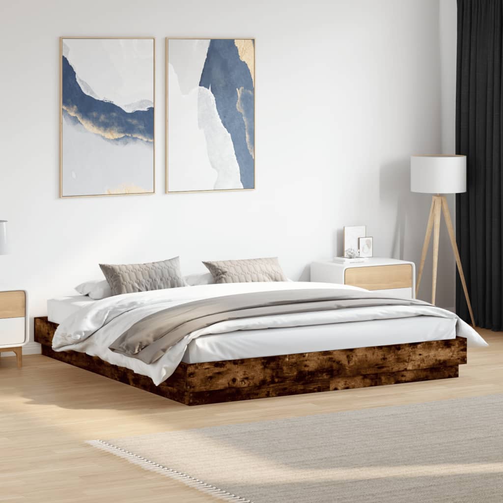Cadre de lit avec LED sans matelas chêne fumé 200x200 cm - XIOS