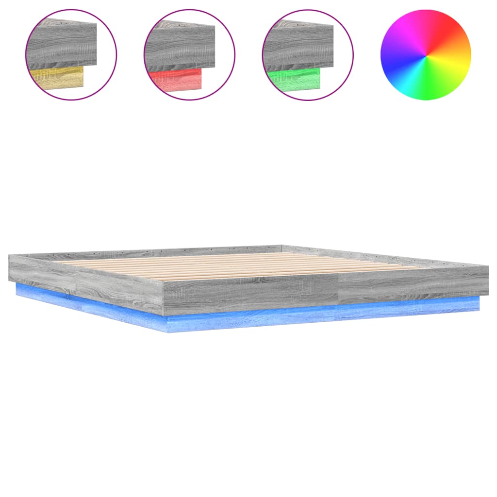 Cadre de lit avec LED sans matelas sonoma gris 200x200 cm - XIOS