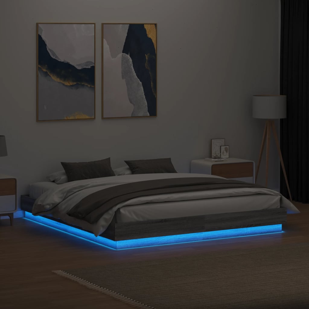 Cadre de lit avec LED sans matelas sonoma gris 200x200 cm - XIOS