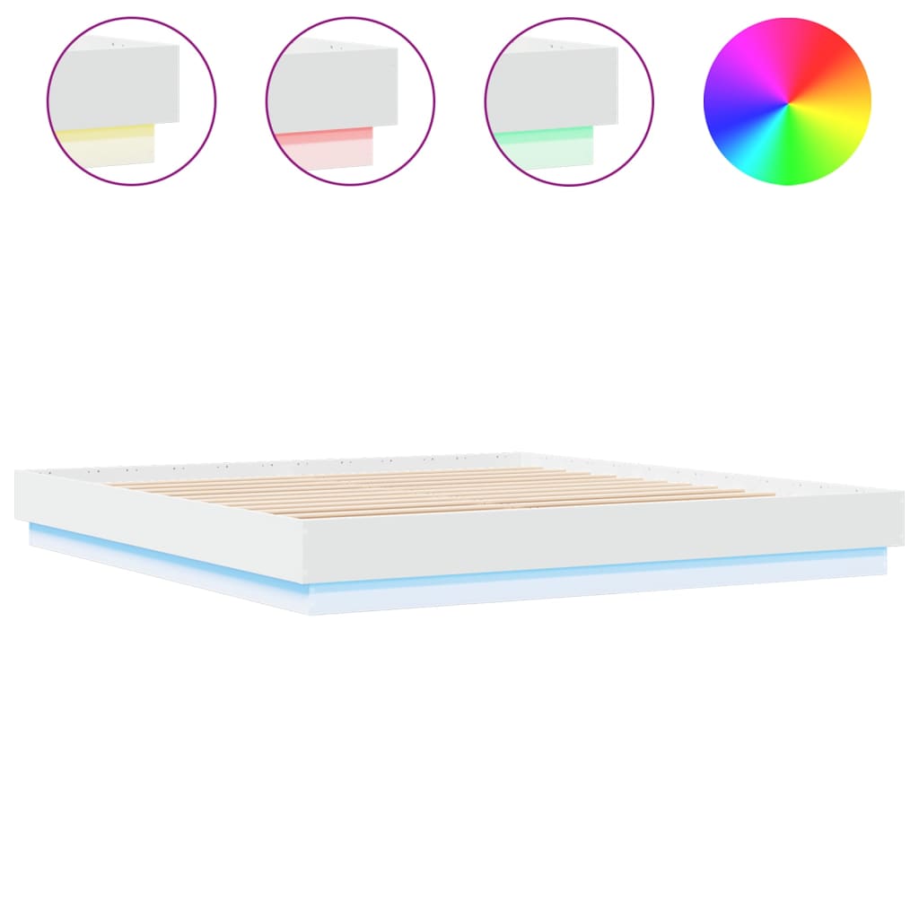 Cadre de lit avec LED sans matelas blanc 180x200 cm - XIOS
