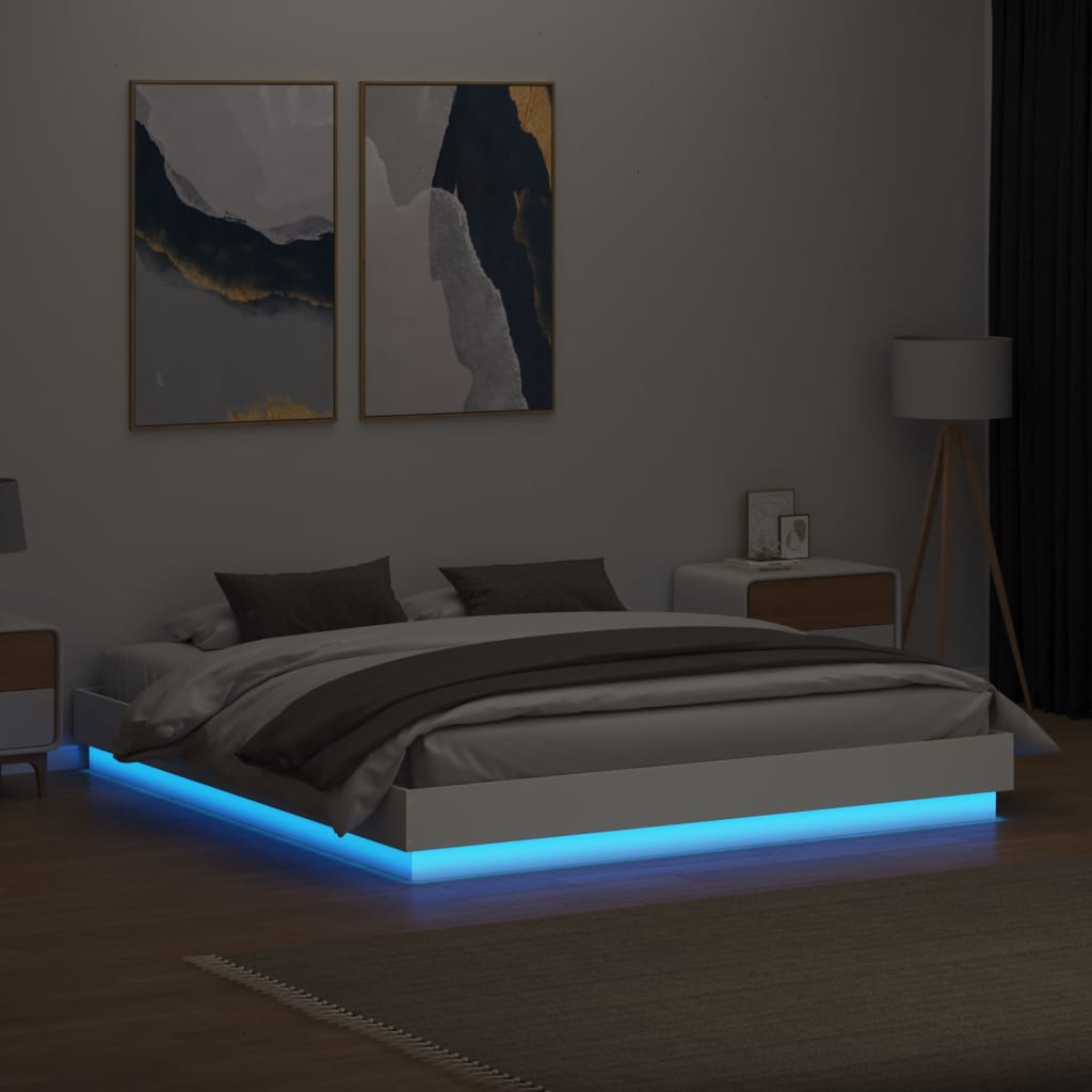 Cadre de lit avec LED sans matelas blanc 180x200 cm - XIOS