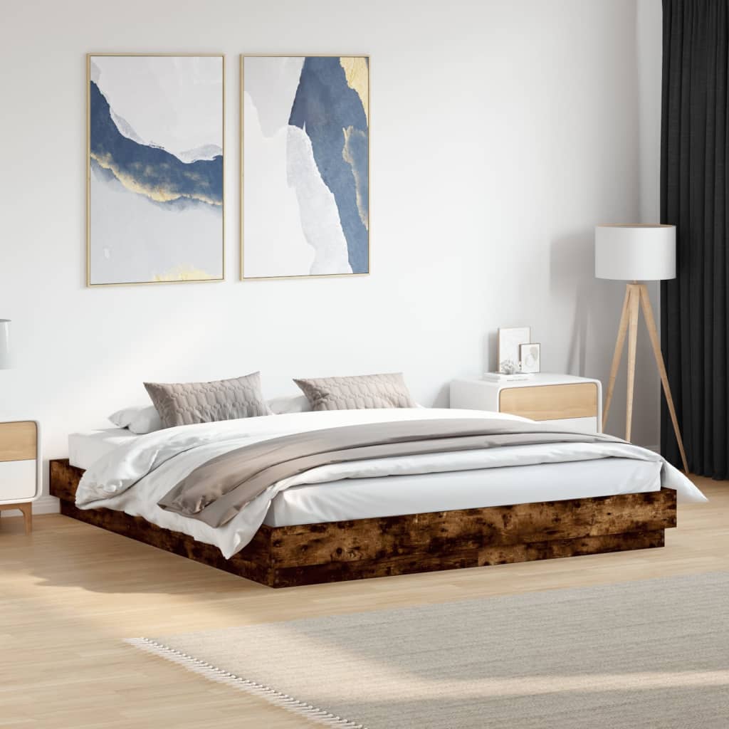 Cadre de lit avec LED sans matelas chêne fumé 180x200 cm - XIOS