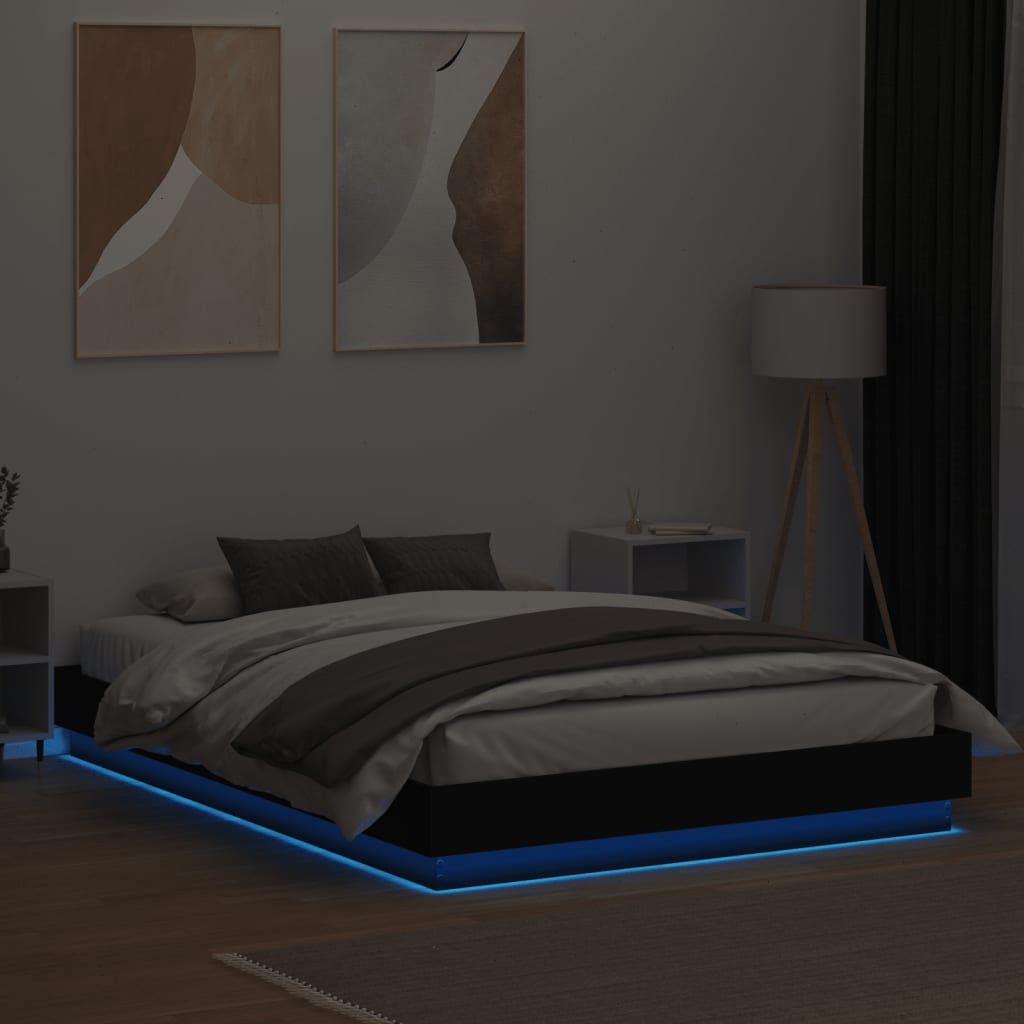 Cadre de lit avec LED sans matelas noir 160x200 cm - XIOS