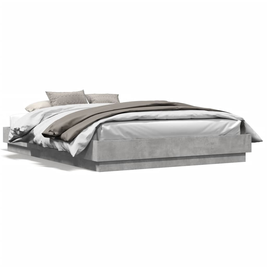 Cadre de lit avec LED sans matelas gris béton 160x200 cm - XIOS
