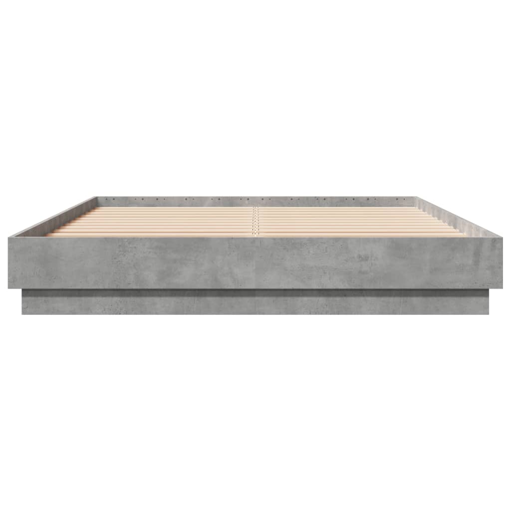 Cadre de lit avec LED sans matelas gris béton 160x200 cm - XIOS