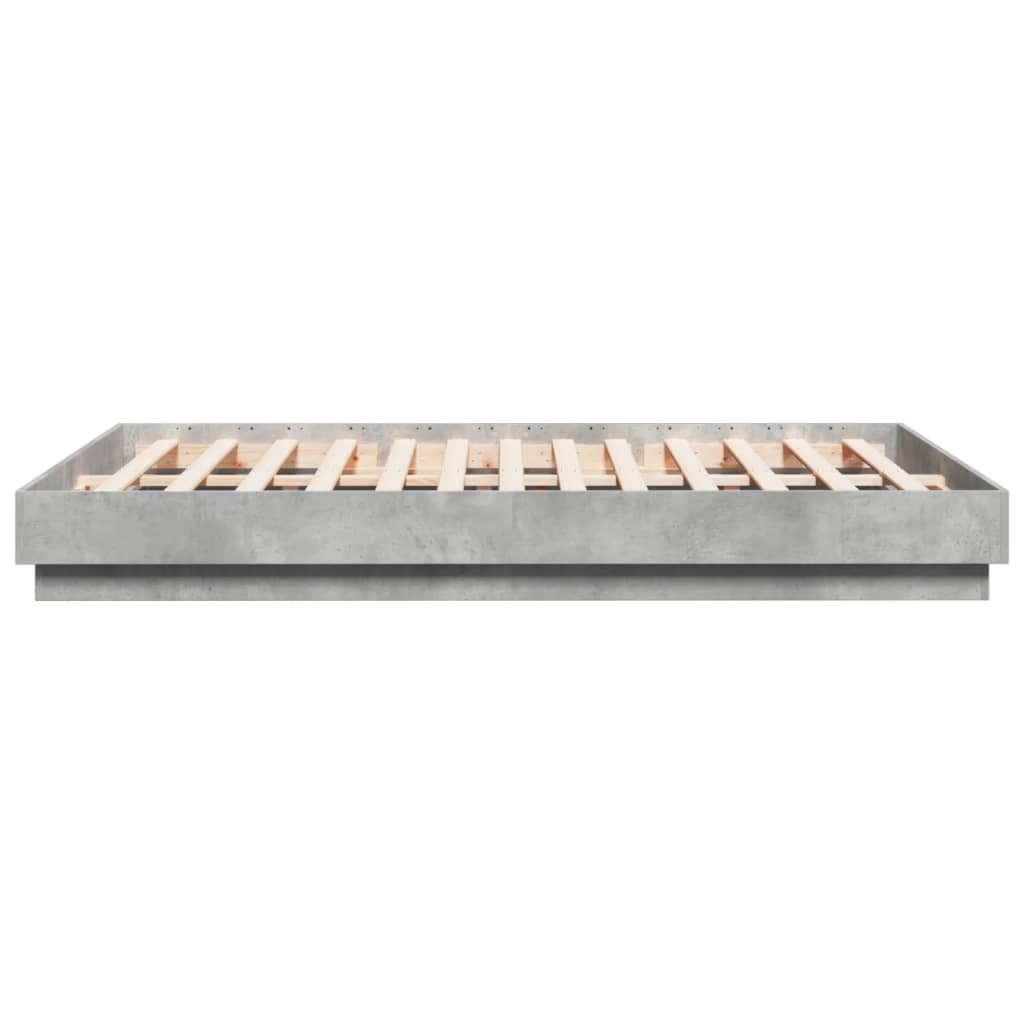 Cadre de lit avec LED sans matelas gris béton 160x200 cm - XIOS