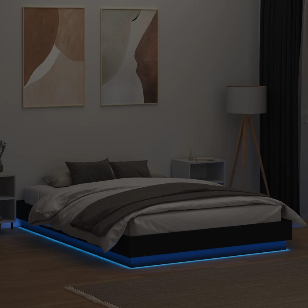 Cadre de lit avec LED sans matelas noir 150x200 cm - XIOS