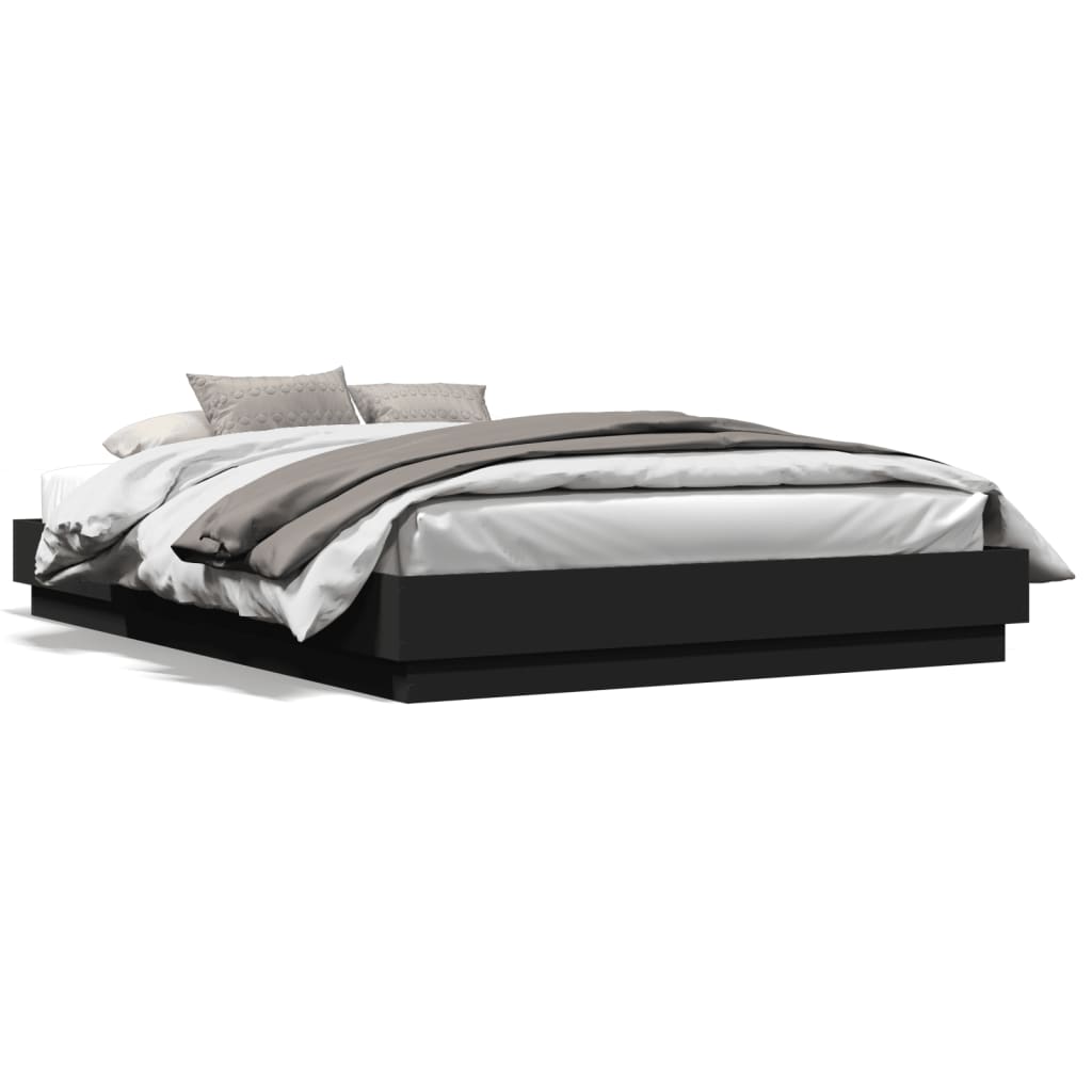 Cadre de lit avec LED sans matelas noir 150x200 cm - XIOS