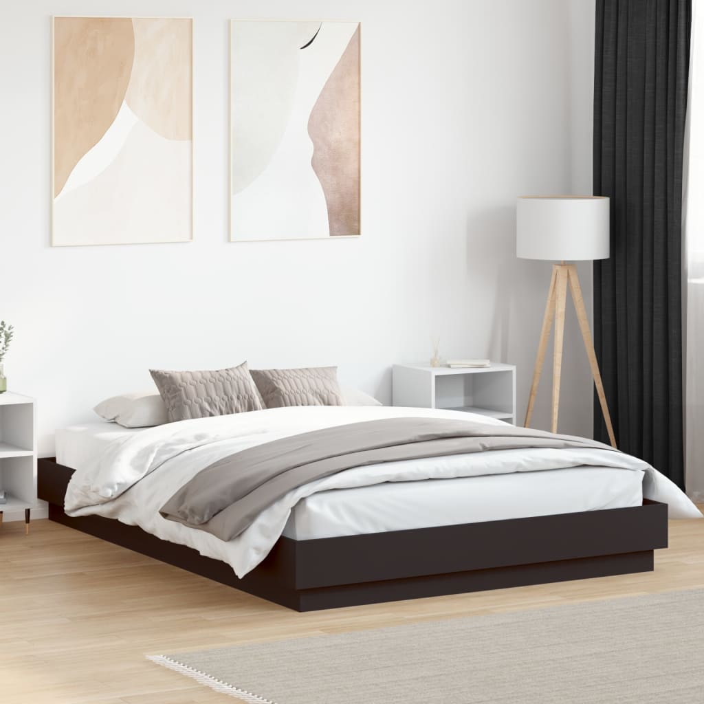 Cadre de lit avec LED sans matelas noir 150x200 cm - XIOS