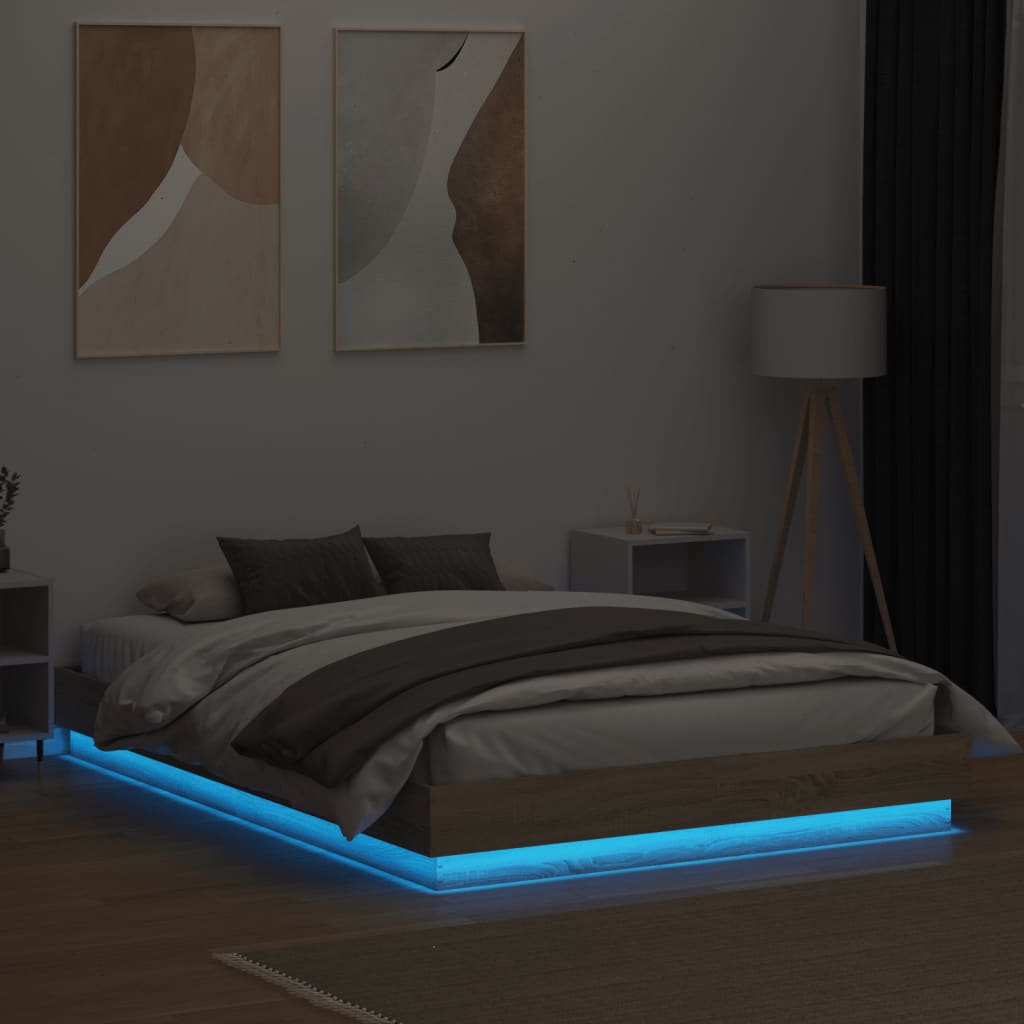 Cadre de lit avec LED sans matelas chêne sonoma 150x200 cm - XIOS