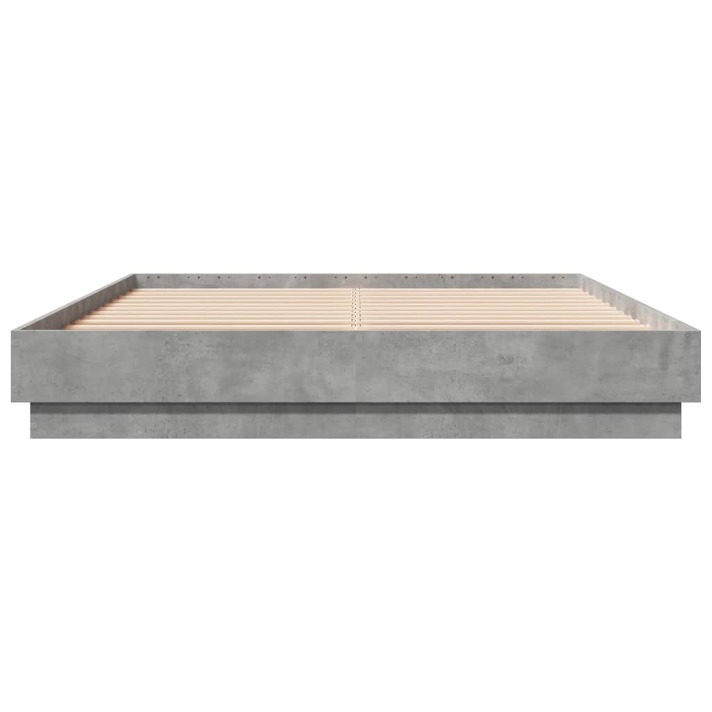 Cadre de lit avec LED sans matelas gris béton 150x200 cm - XIOS