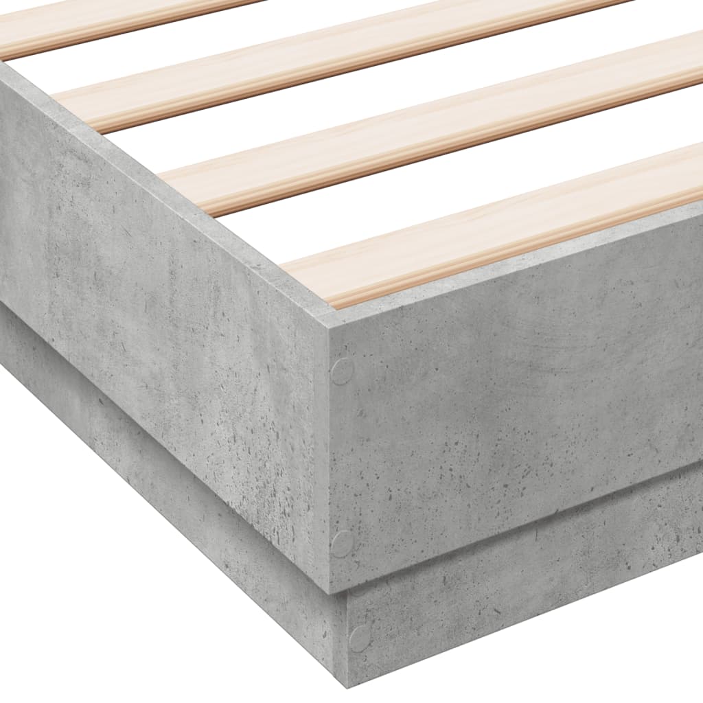 Cadre de lit avec LED sans matelas gris béton 150x200 cm - XIOS