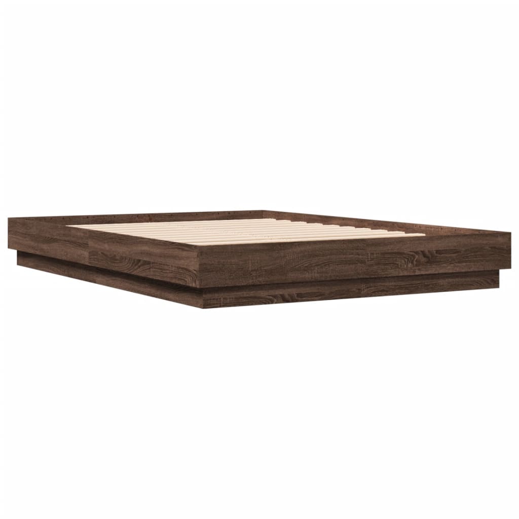 Cadre de lit avec LED sans matelas chêne marron 150x200 cm - XIOS