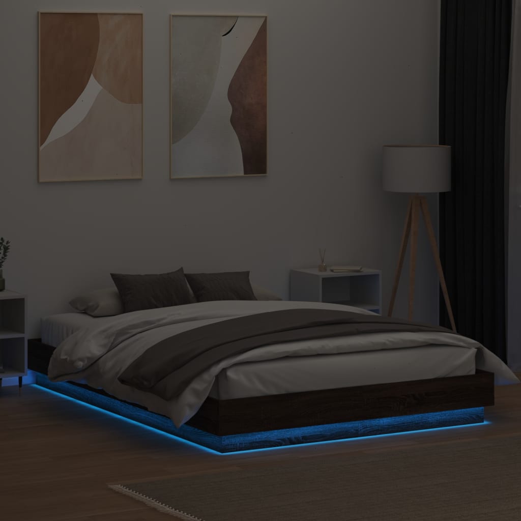 Cadre de lit avec LED sans matelas chêne marron 150x200 cm - XIOS
