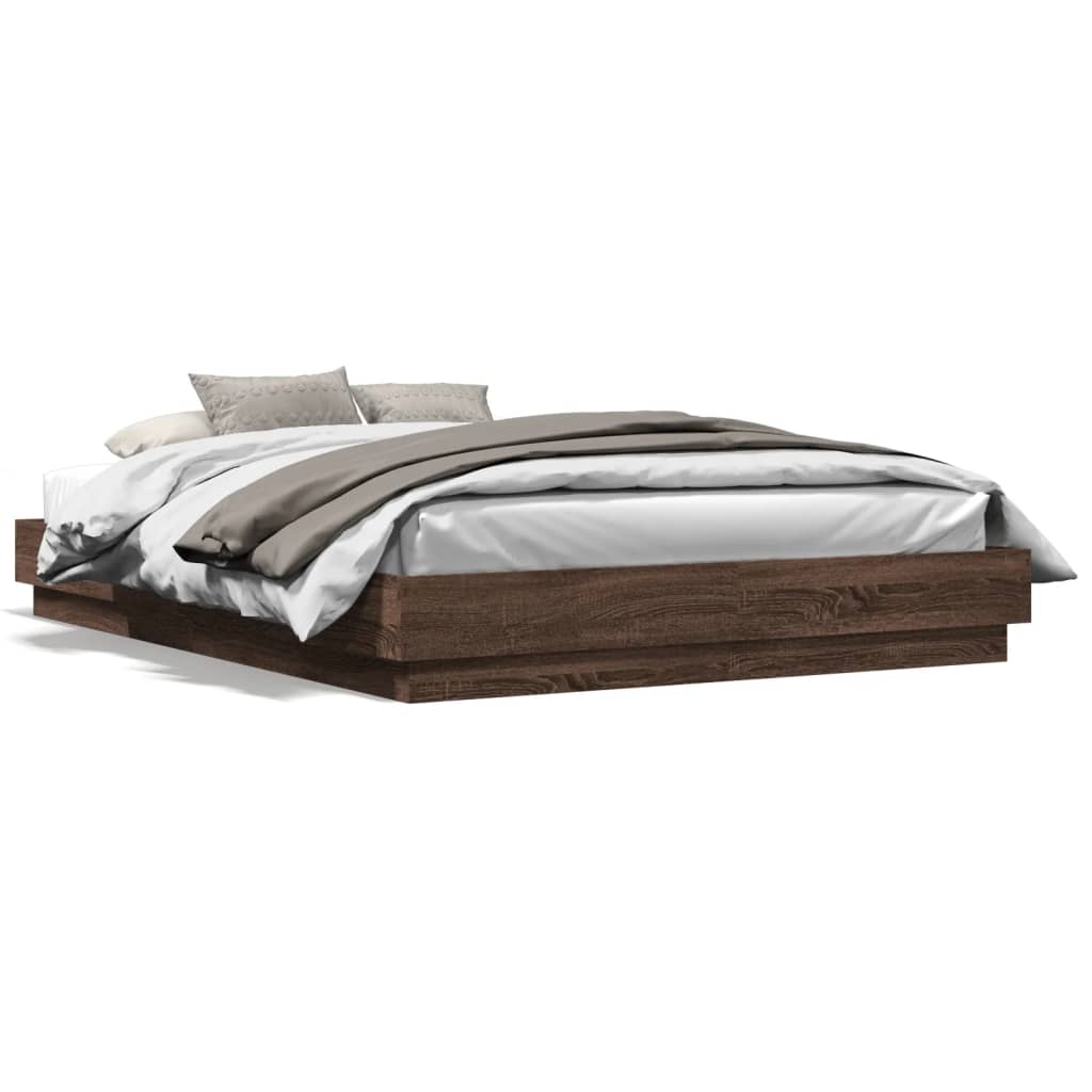Cadre de lit avec LED sans matelas chêne marron 150x200 cm - XIOS