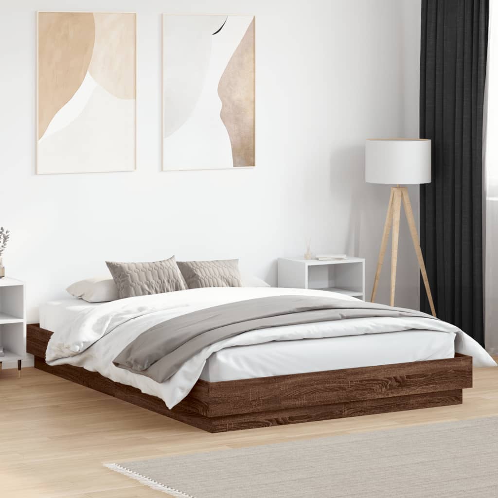 Cadre de lit avec LED sans matelas chêne marron 150x200 cm - XIOS