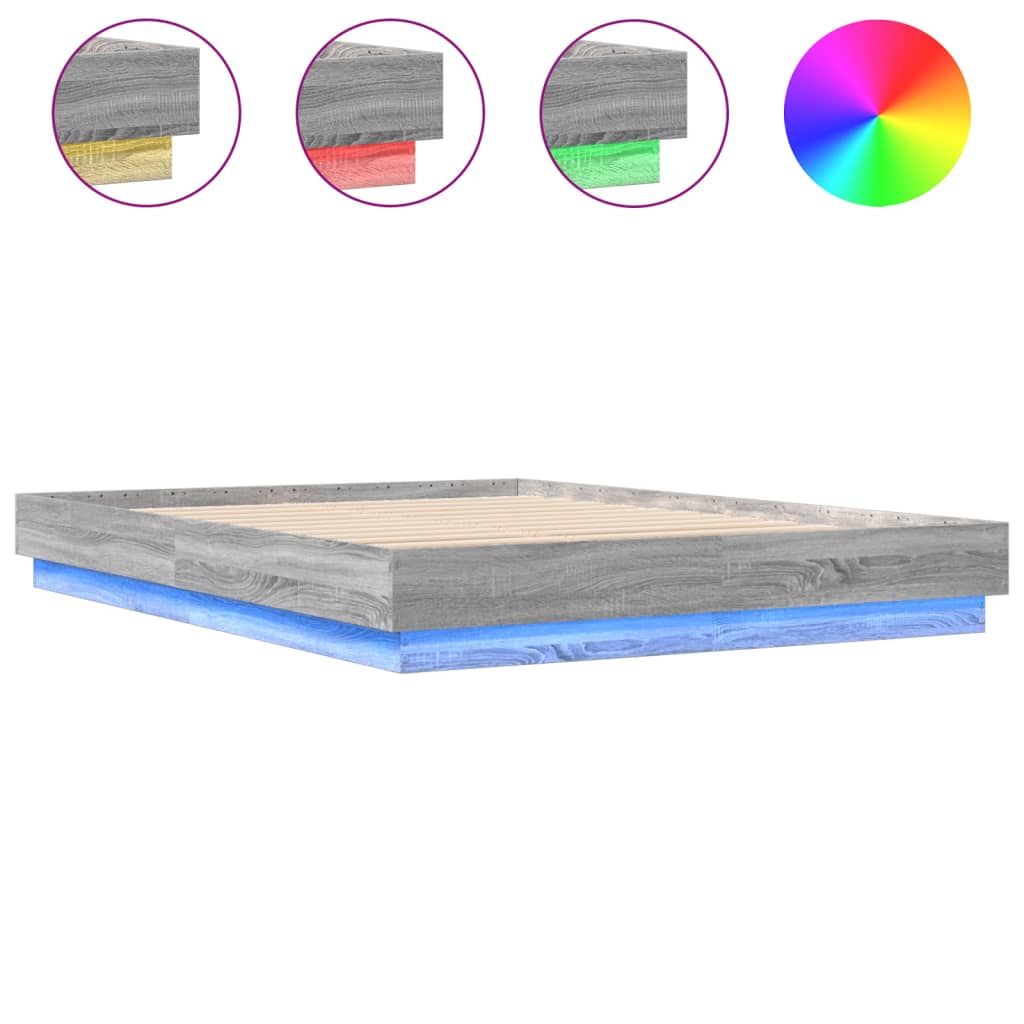 Cadre de lit avec LED sans matelas sonoma gris 140x200 cm - XIOS