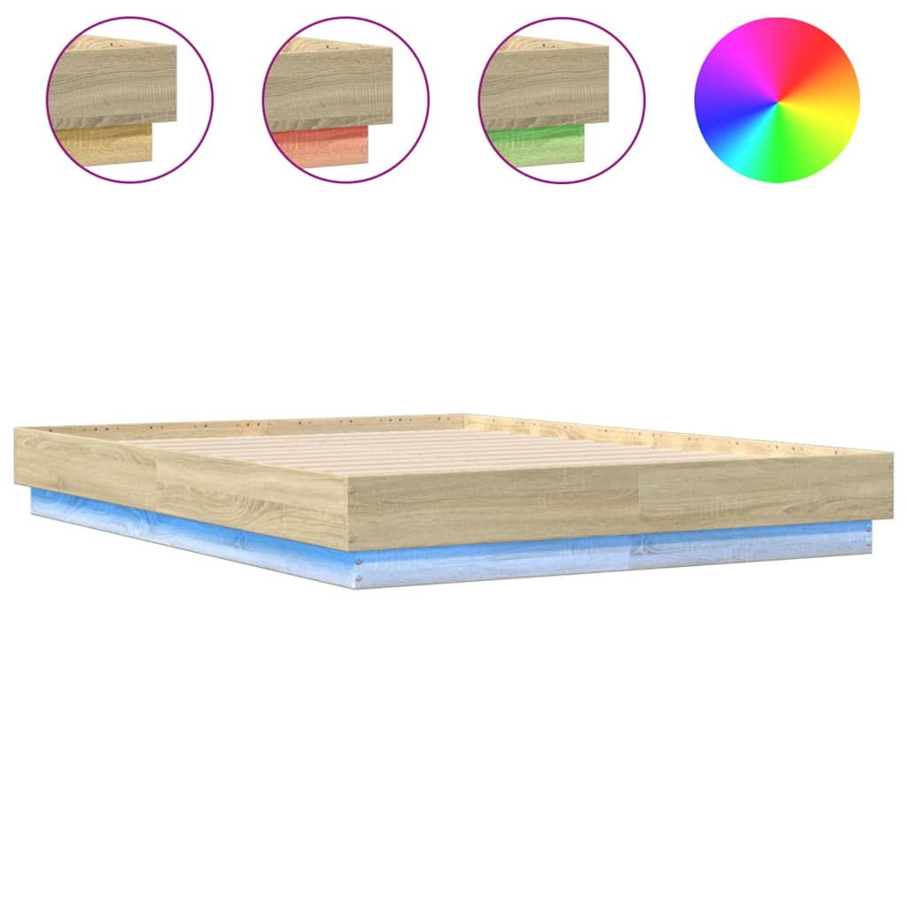 Cadre de lit avec LED sans matelas chêne sonoma 135x190 cm - XIOS