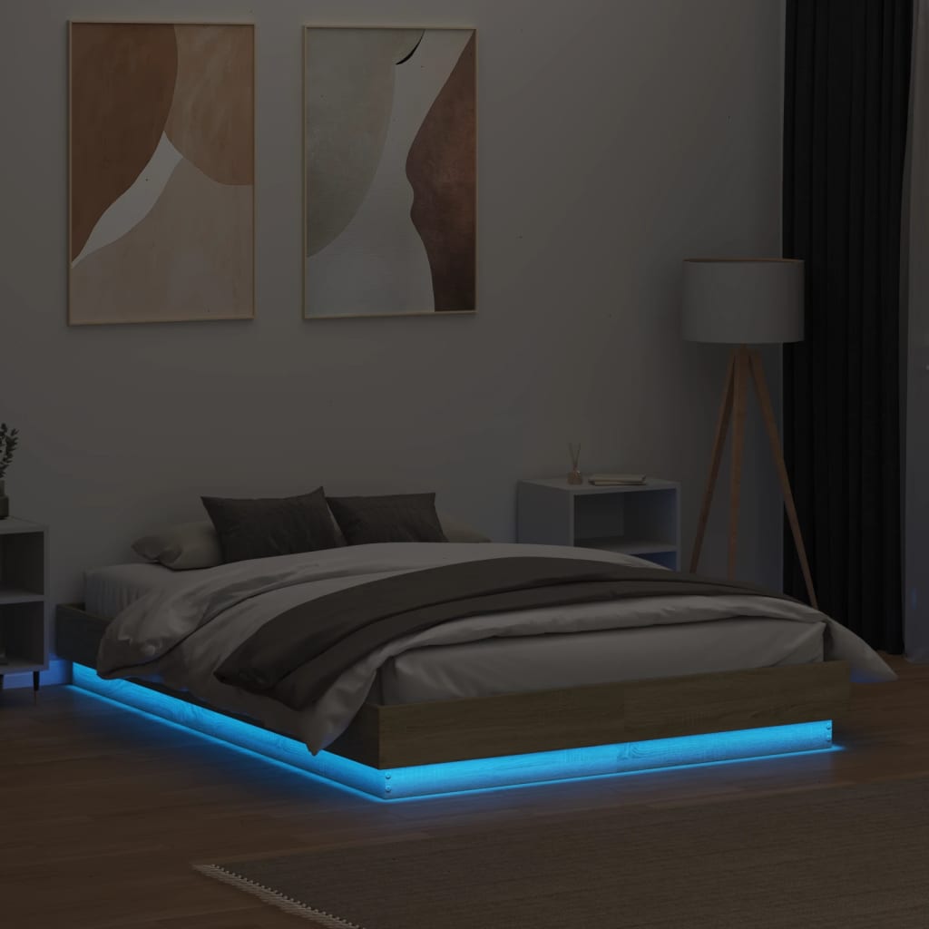 Cadre de lit avec LED sans matelas chêne sonoma 135x190 cm - XIOS