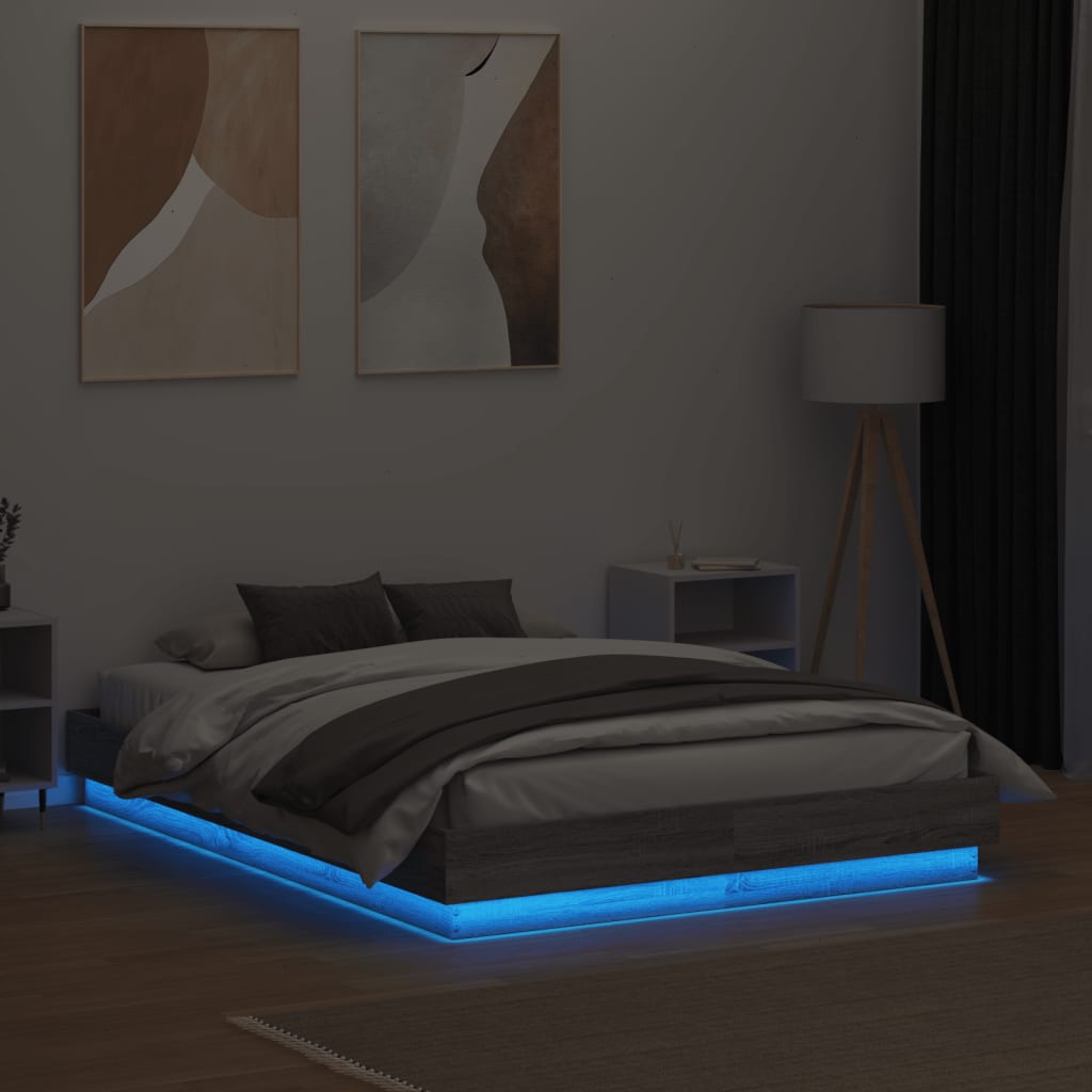 Cadre de lit avec LED sans matelas sonoma gris 135x190 cm - XIOS