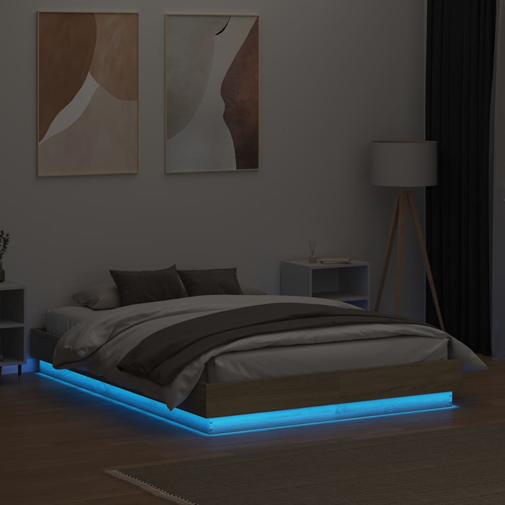 Cadre de lit avec LED sans matelas chêne sonoma 120x190 cm - XIOS
