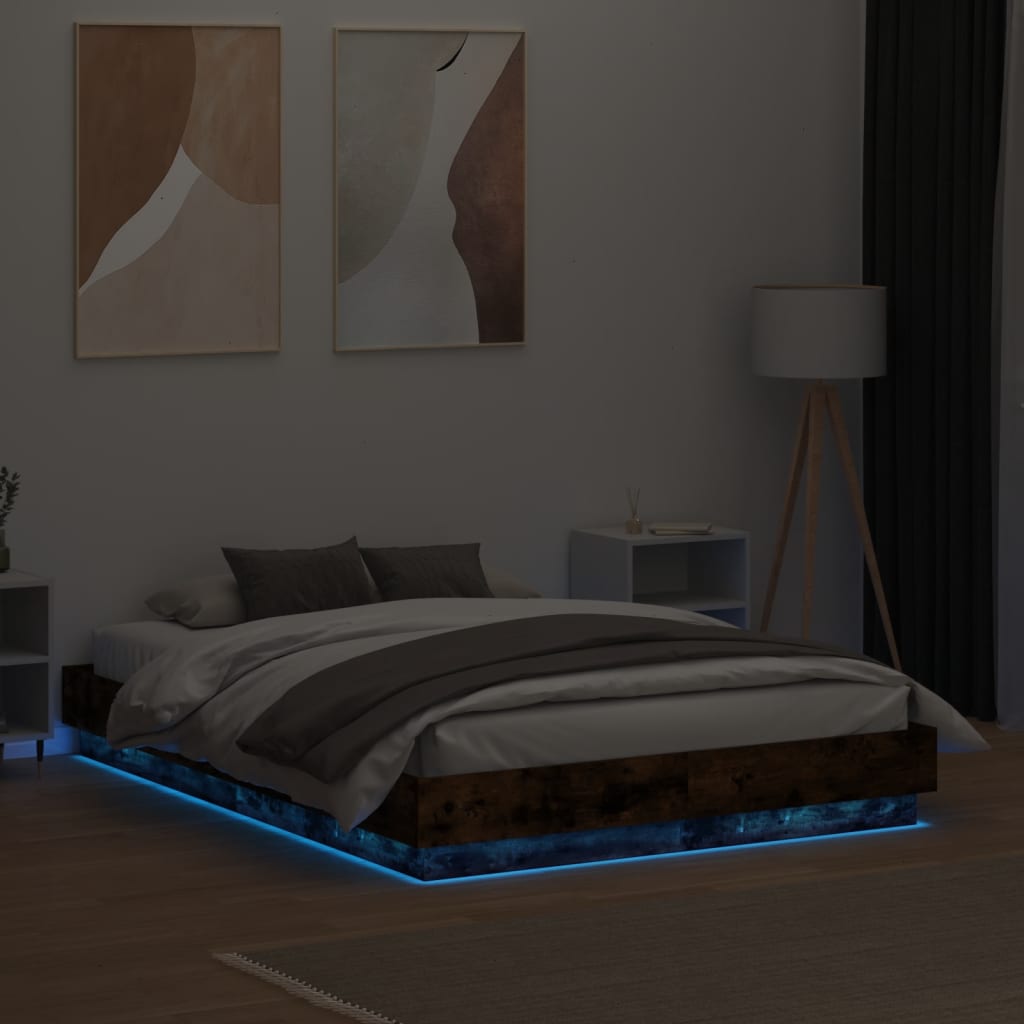 Cadre de lit avec LED sans matelas chêne fumé 120x190 cm - XIOS