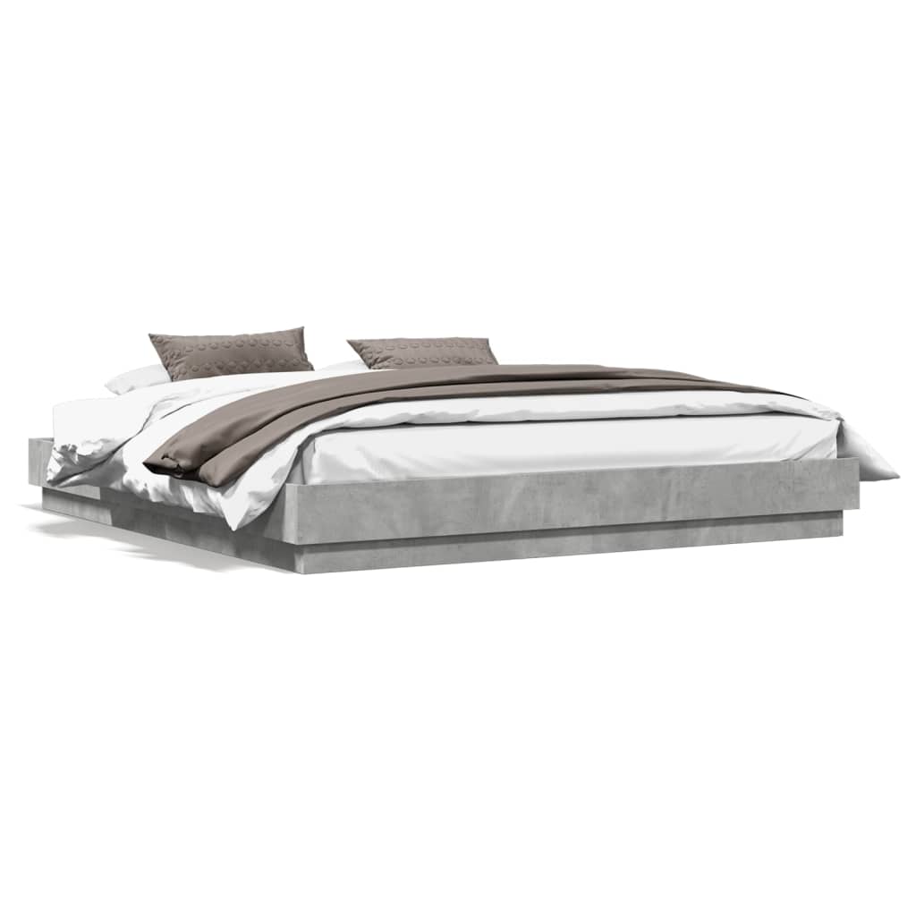 Cadre de lit sans matelas gris béton 200x200 cm - XIOS