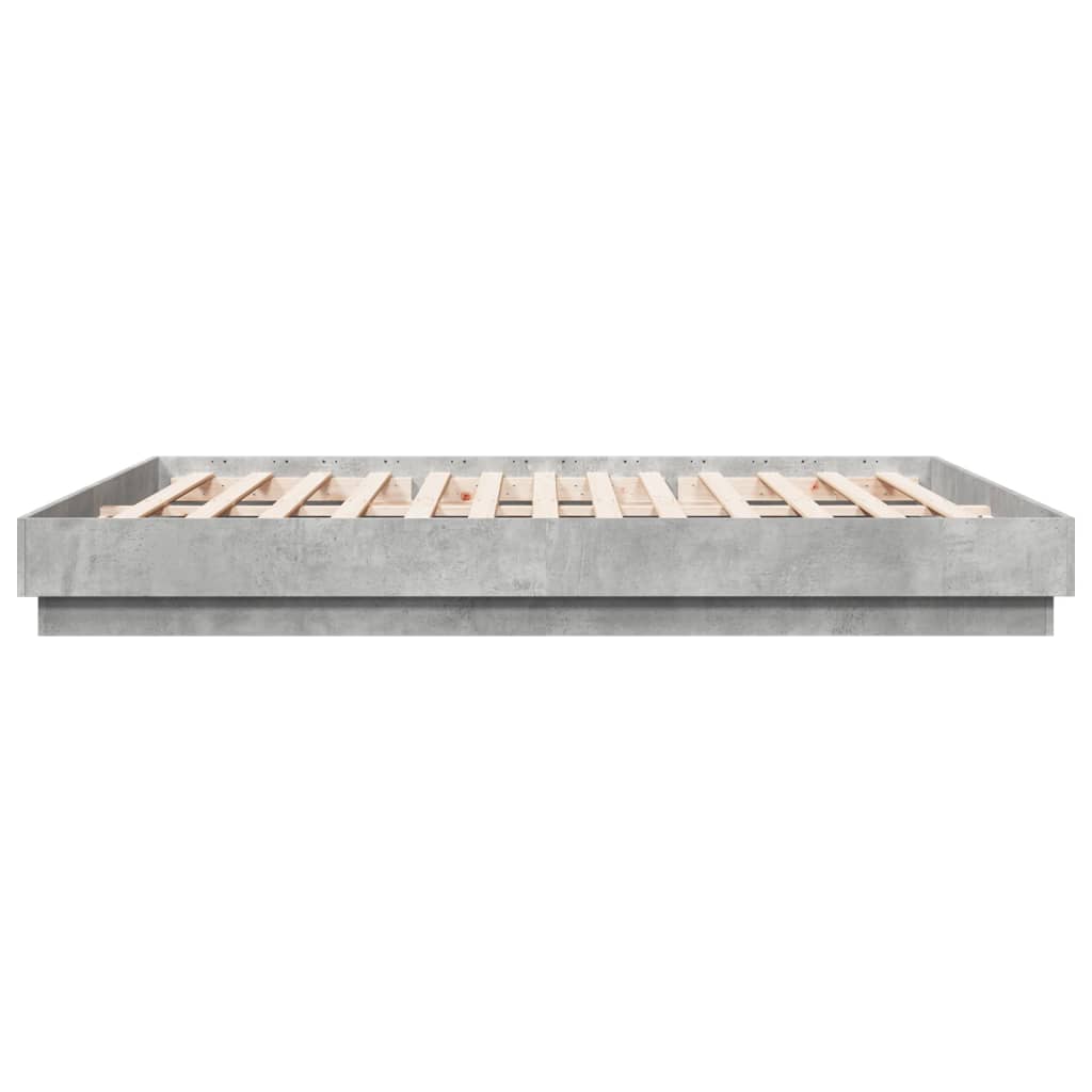 Cadre de lit sans matelas gris béton 200x200 cm - XIOS