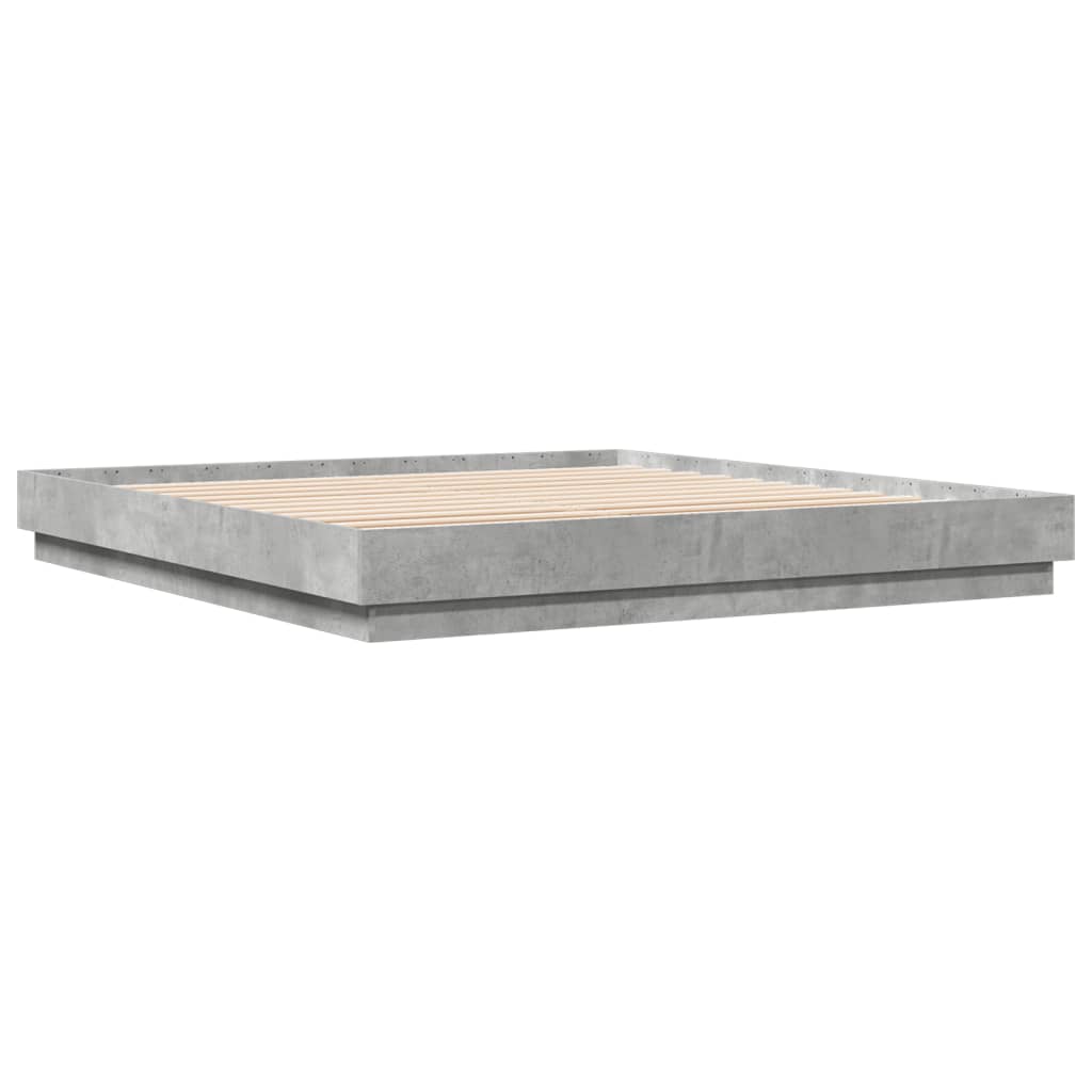 Cadre de lit sans matelas gris béton 200x200 cm - XIOS