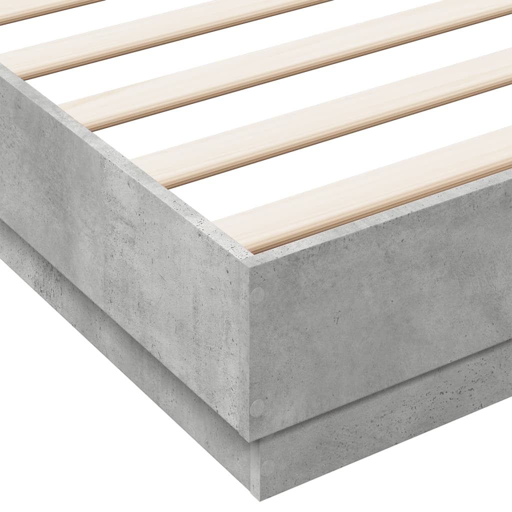 Cadre de lit sans matelas gris béton 200x200 cm - XIOS