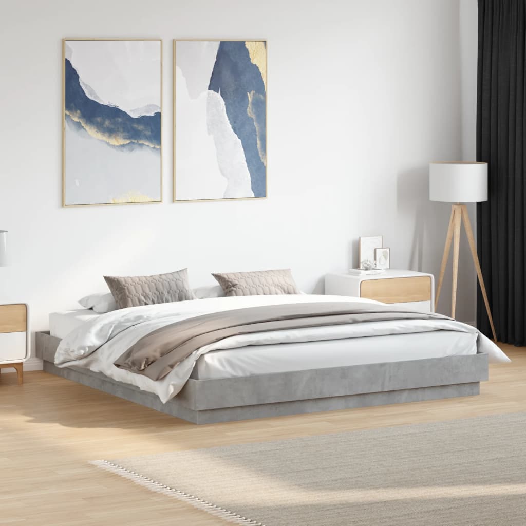 Cadre de lit sans matelas gris béton 200x200 cm - XIOS