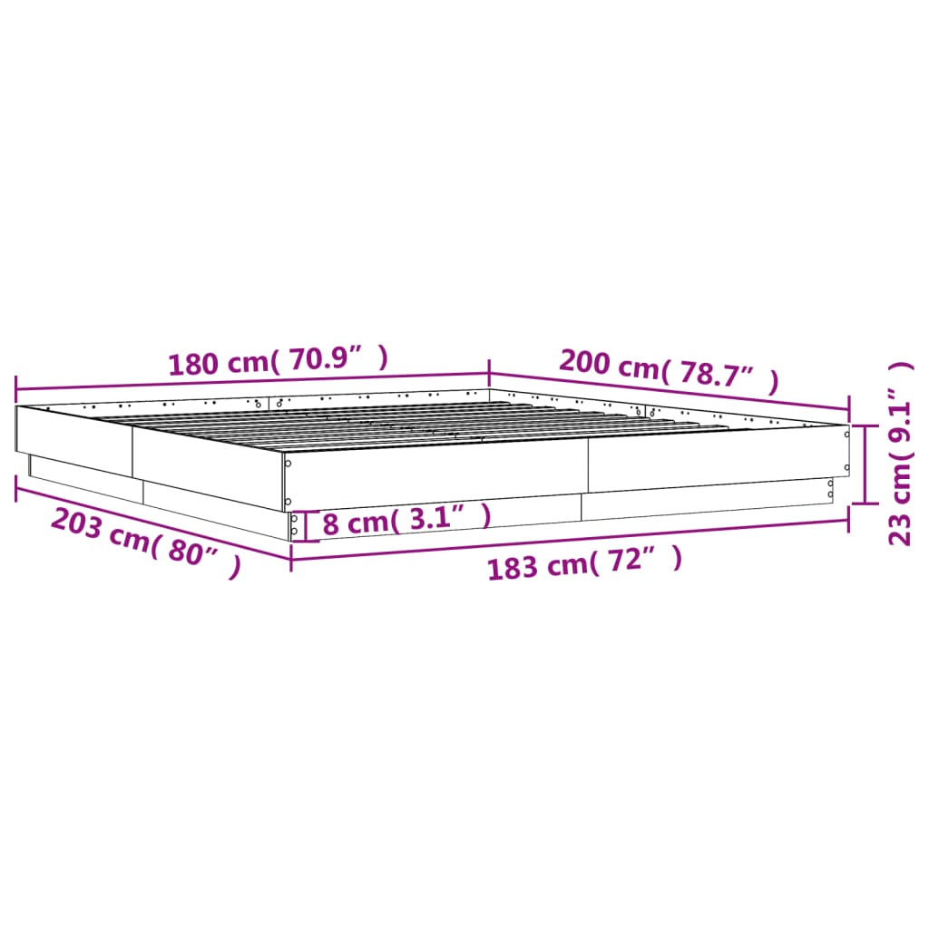 Cadre de lit sans matelas sonoma gris 180x200 cm - XIOS