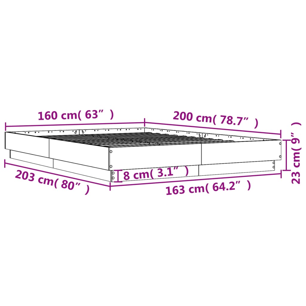 Cadre de lit sans matelas sonoma gris 160x200 cm - XIOS