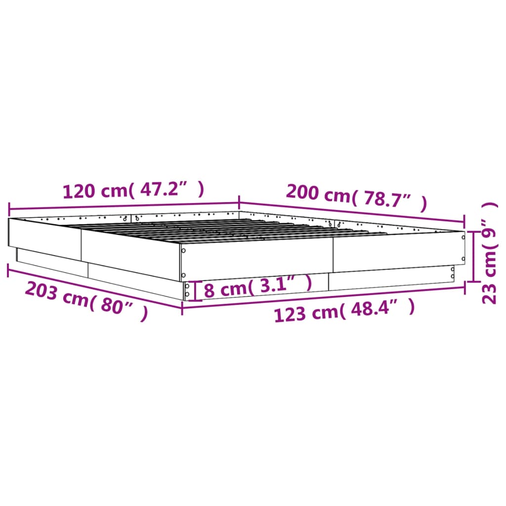Cadre de lit sans matelas sonoma gris 120x200 cm - XIOS