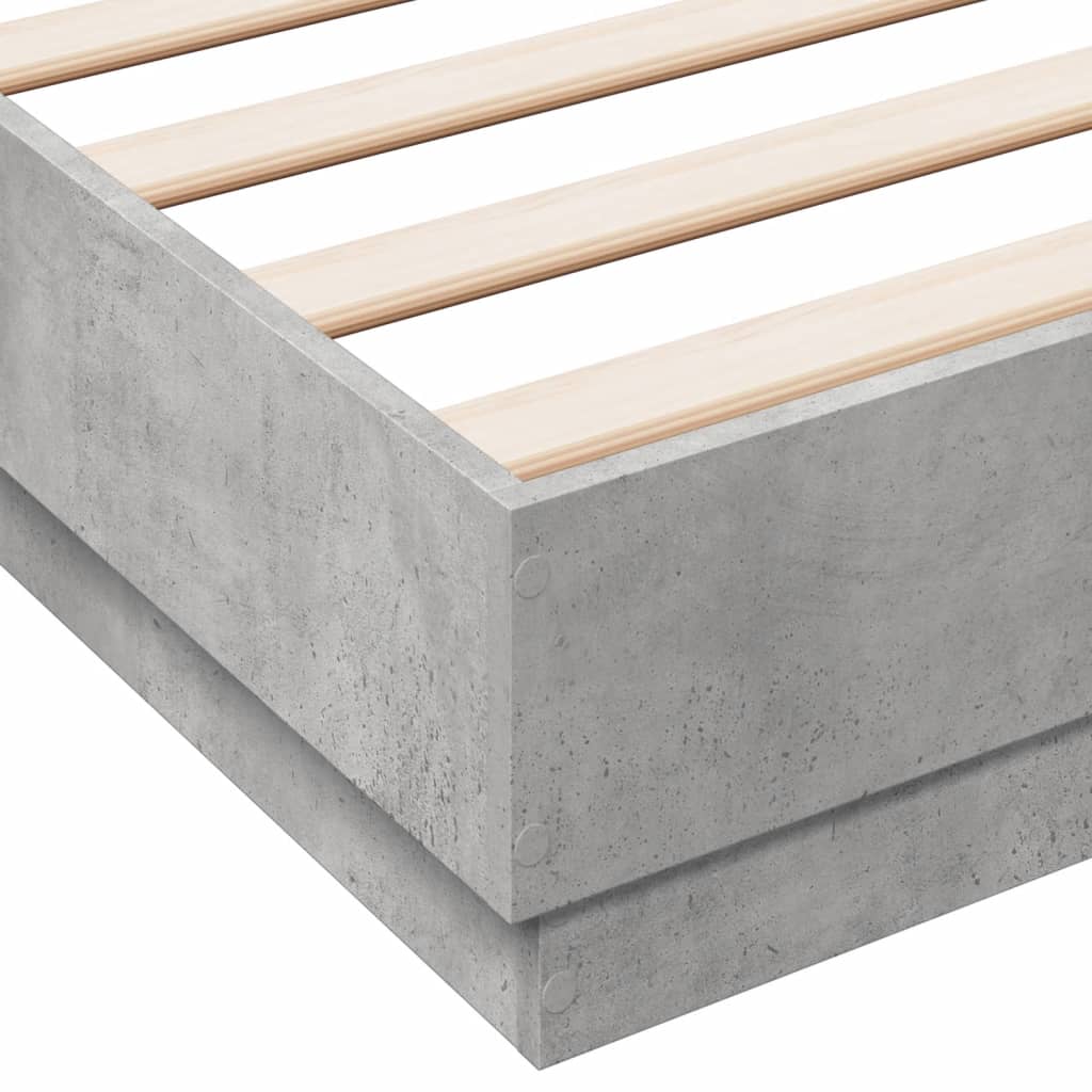 Cadre de lit sans matelas gris béton 140x190 cm - XIOS